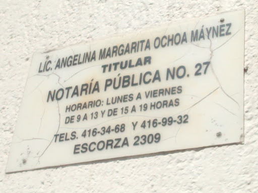 Notaría Pública 27 Licenciada Angelina Margarita Ochoa Maynez